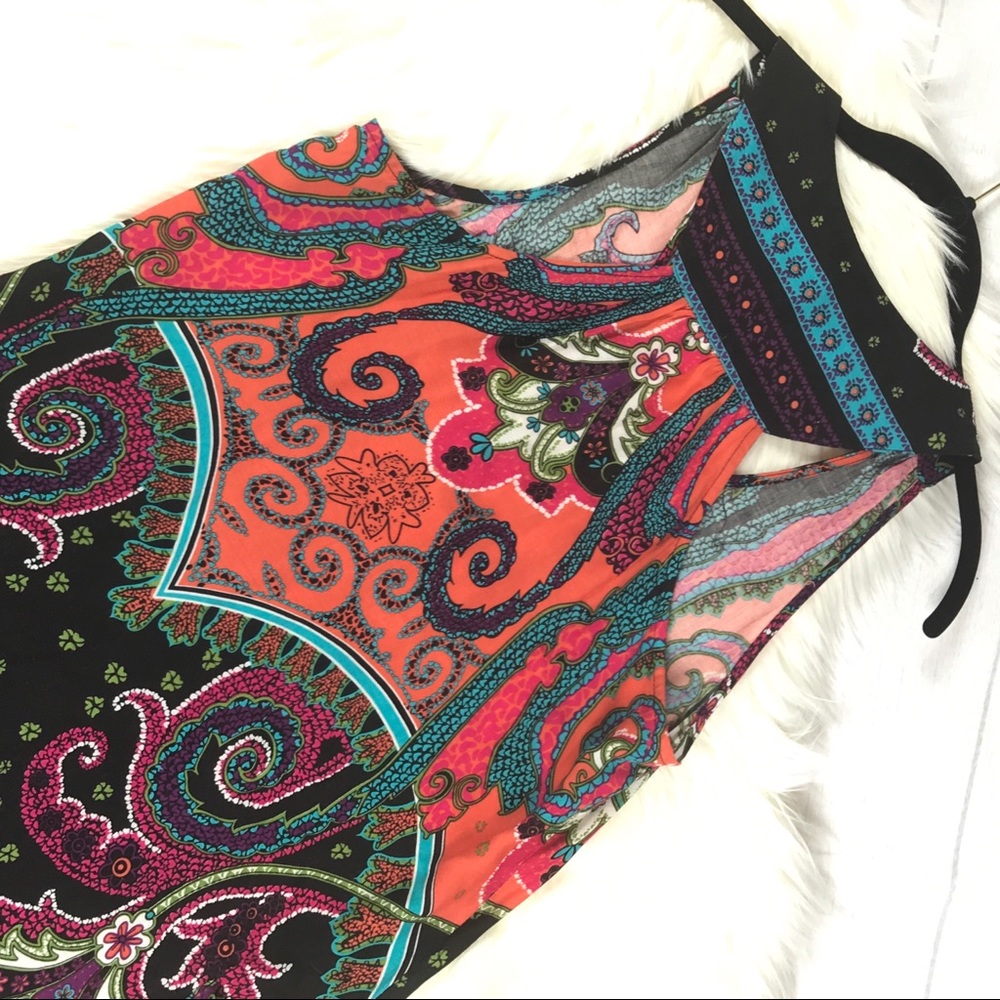 Francesca’s Summer Paisley Racer Back Button Down - Picture 6 of 7